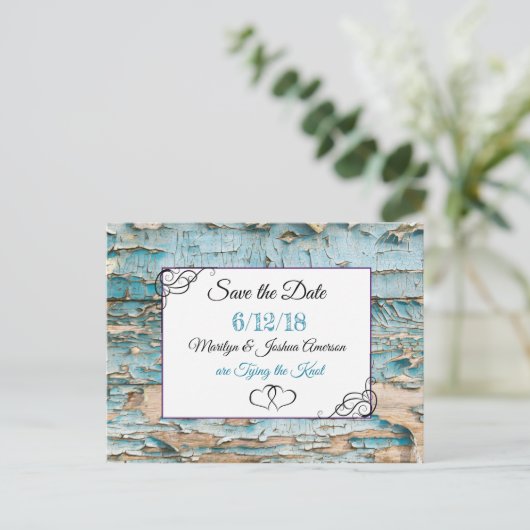 WEathered Wood Wedding Save the Date Briefkaart (Staand voorkant)