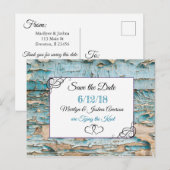 WEathered Wood Wedding Save the Date Briefkaart (Voorkant / Achterkant)