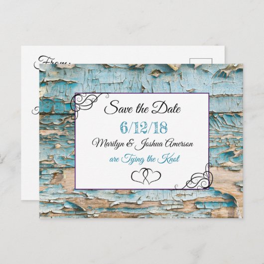 WEathered Wood Wedding Save the Date Briefkaart (Voorkant / Achterkant)