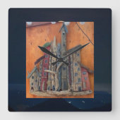 Weathered Wood Wonders - Een charmante handgemaakt Vierkante Klok (Voorkant)