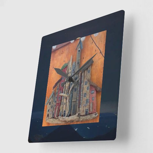 Weathered Wood Wonders - Een charmante handgemaakt Vierkante Klok (Hoek)