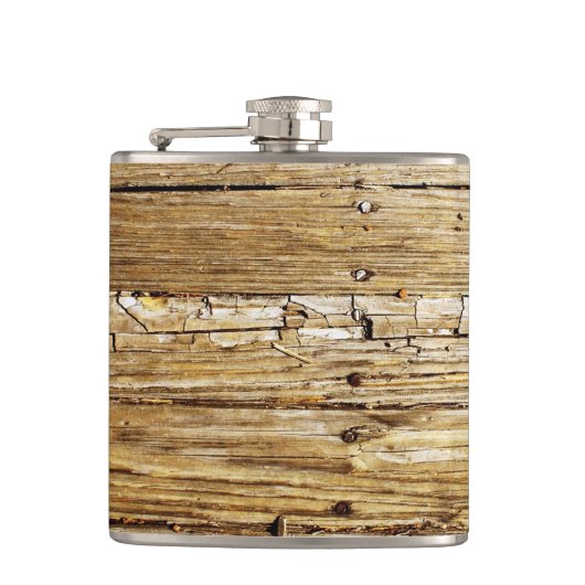 Weathered Wooden Deck Pocket Fles Heupfles (Voorkant)