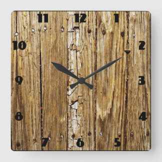 Weathered Wooden Deck Wall Clock Vierkante Klok