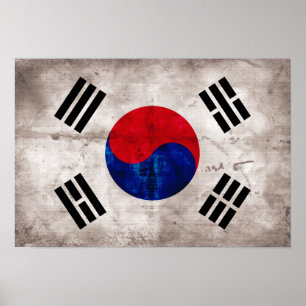 Weathered Zuid-Koreaanse vlag Poster