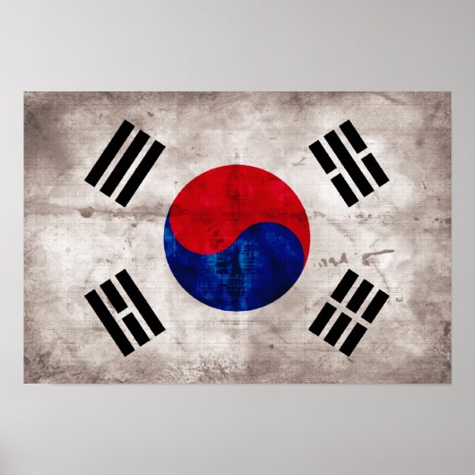 Weathered Zuid-Koreaanse vlag Poster (Voorkant)