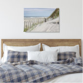 Weatherfence en zandduinen op het strand canvas afdruk (Insitu (Slaapkamer))