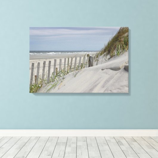 Weatherfence en zandduinen op het strand canvas afdruk (Insitu (Houten vloer))