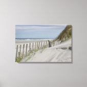 Weatherfence en zandduinen op het strand canvas afdruk (Voorkant)