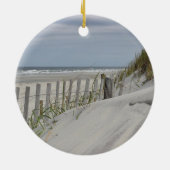 Weatherfence en zandduinen op het strand keramisch ornament (Achterkant)