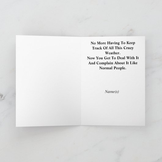 Weatherperson Meteorologist Retirement Kaart (Binnen)