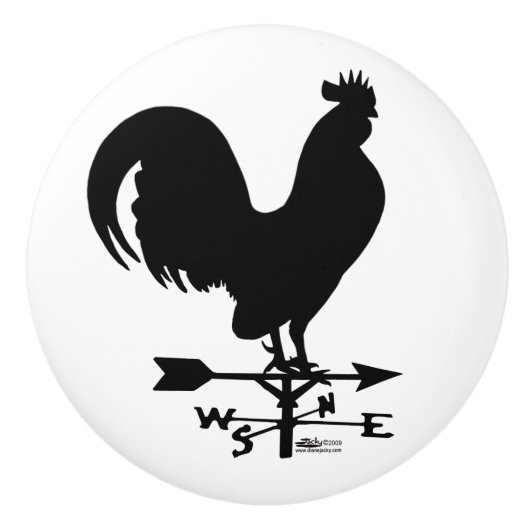 Weathervane Rooster Keramische Knop (Voorkant)