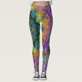 Weave Mandala Blauwgroen Geel en Roze Leggings (Voorkant)
