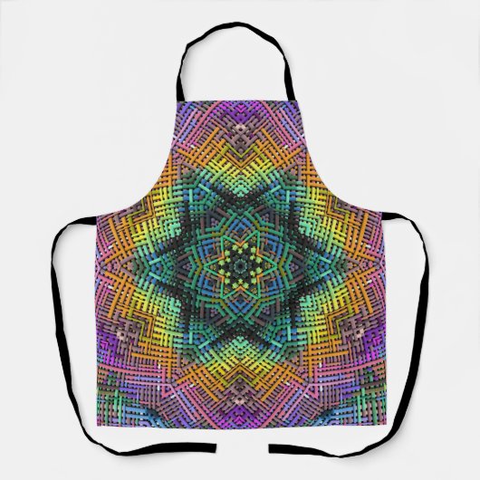 Weave Mandala Blauwgroen Geel en Roze Schort (Voorkant)