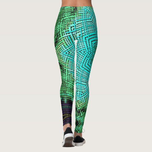 Weave Mandala Blue en Green Leggings (Achterkant)