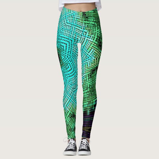 Weave Mandala Blue en Green Leggings (Voorkant)