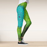 Weave Mandala Blue en Green Leggings<br><div class="desc">Deze funky mandala is groen en blauw in een lappendeken,  geweven draadstijl. Psychedelische visuals voor de moderne hippie of iedereen die van grove kleuren houdt.</div>