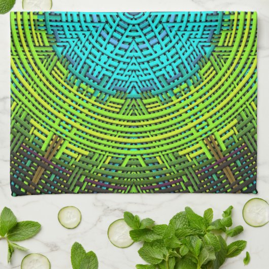 Weave Mandala Blue en Green Theedoek (Gevouwen)