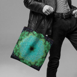 Weave Mandala Blue en Green Tote Bag