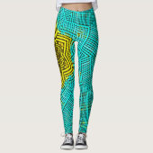 Weave Mandala Blue en Yellow Leggings (Voorkant)