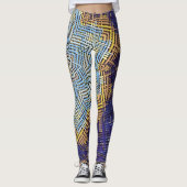 Weave Mandala Blue en Yellow Leggings (Voorkant)