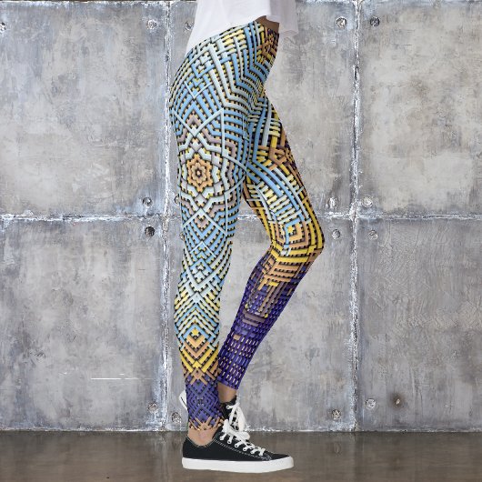 Weave Mandala Blue en Yellow Leggings