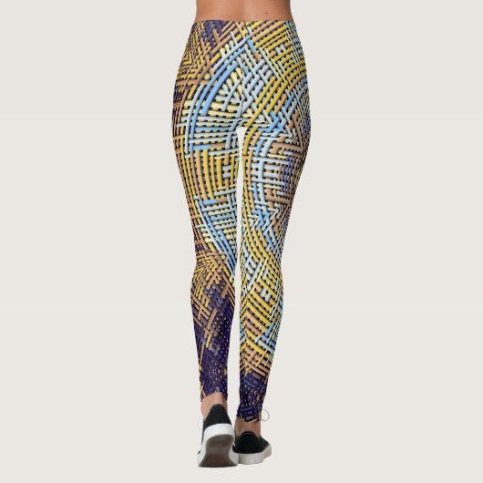 Weave Mandala Blue en Yellow Leggings (Achterkant)