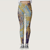 Weave Mandala Blue en Yellow Leggings (Voorkant)