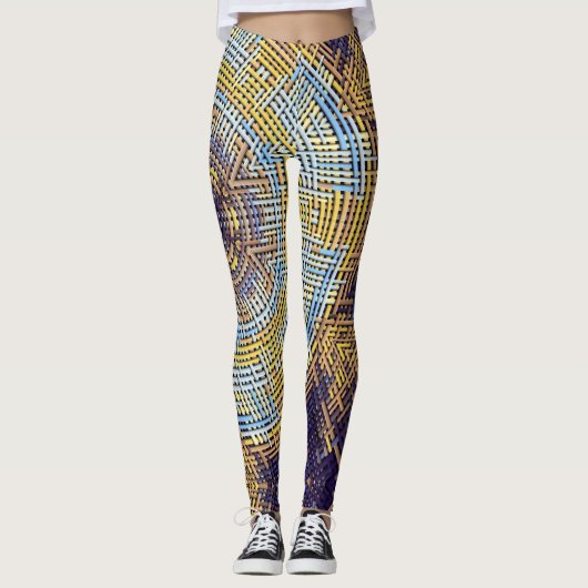 Weave Mandala Blue en Yellow Leggings (Voorkant)