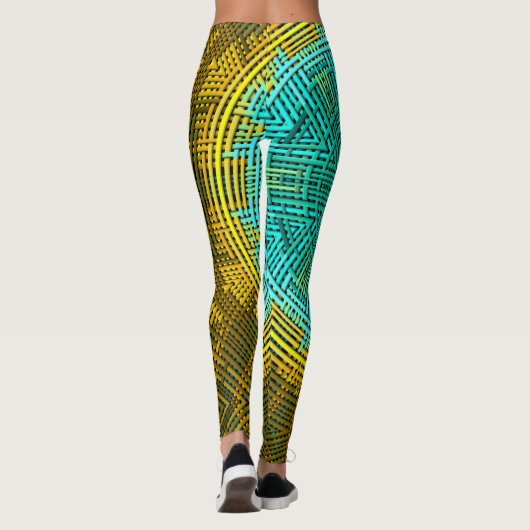 Weave Mandala Blue en Yellow Leggings (Achterkant)