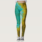 Weave Mandala Blue en Yellow Leggings (Voorkant)