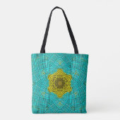 Weave Mandala Blue en Yellow Tote Bag (Achterkant)