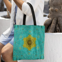 Weave Mandala Blue en Yellow Tote Bag