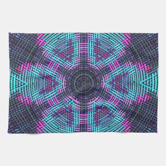 Weave Mandala Blue Pink en Paars Theedoek (Horizontaal)