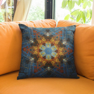 Weave Mandala Blue Yellow en Red Kussen