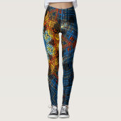 Weave Mandala Blue Yellow en Red Leggings (Voorkant)