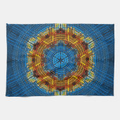Weave Mandala Blue Yellow en Red Theedoek (Horizontaal)