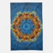 Weave Mandala Blue Yellow en Red Theedoek (Verticaal)