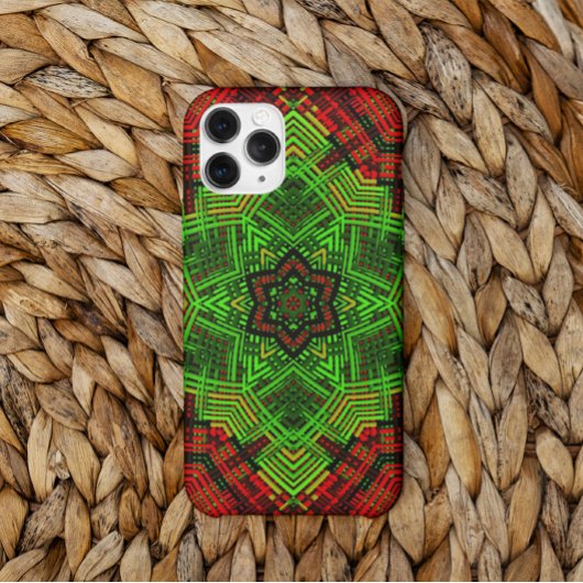Weave Mandala Flower Red en Green Case-Mate iPhone Case