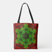Weave Mandala Flower Red en Green Tote Bag (Achterkant)