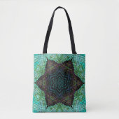 Weave Mandala Green Blue en Paars Tote Bag (Voorkant)