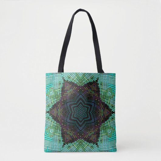 Weave Mandala Green Blue en Paars Tote Bag (Voorkant)