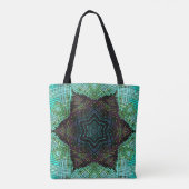 Weave Mandala Green Blue en Paars Tote Bag (Achterkant)
