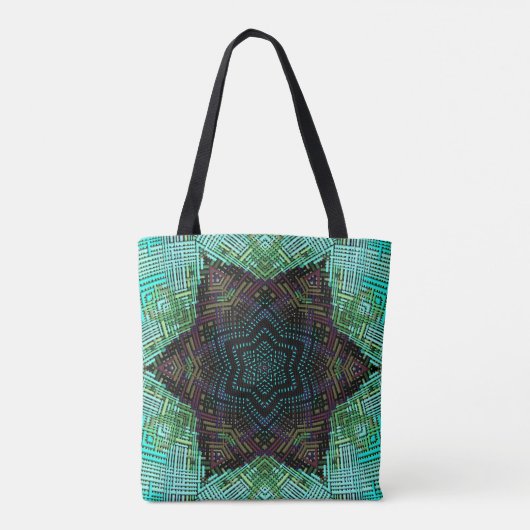 Weave Mandala Green Blue en Paars Tote Bag (Achterkant)