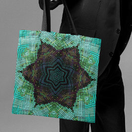 Weave Mandala Green Blue en Paars Tote Bag