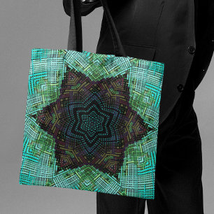 Weave Mandala Green Blue en Paars Tote Bag