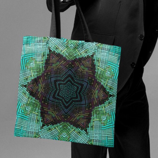 Weave Mandala Green Blue en Paars Tote Bag