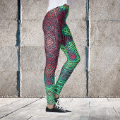 Weave Mandala Green Blue en Red Leggings