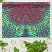 Weave Mandala Green Blue en Red Theedoek (Gevouwen)