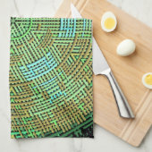 Weave Mandala Green en Oranje Theedoek (Quarter Fold)