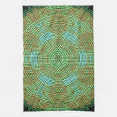 Weave Mandala Green en Oranje Theedoek (Verticaal)